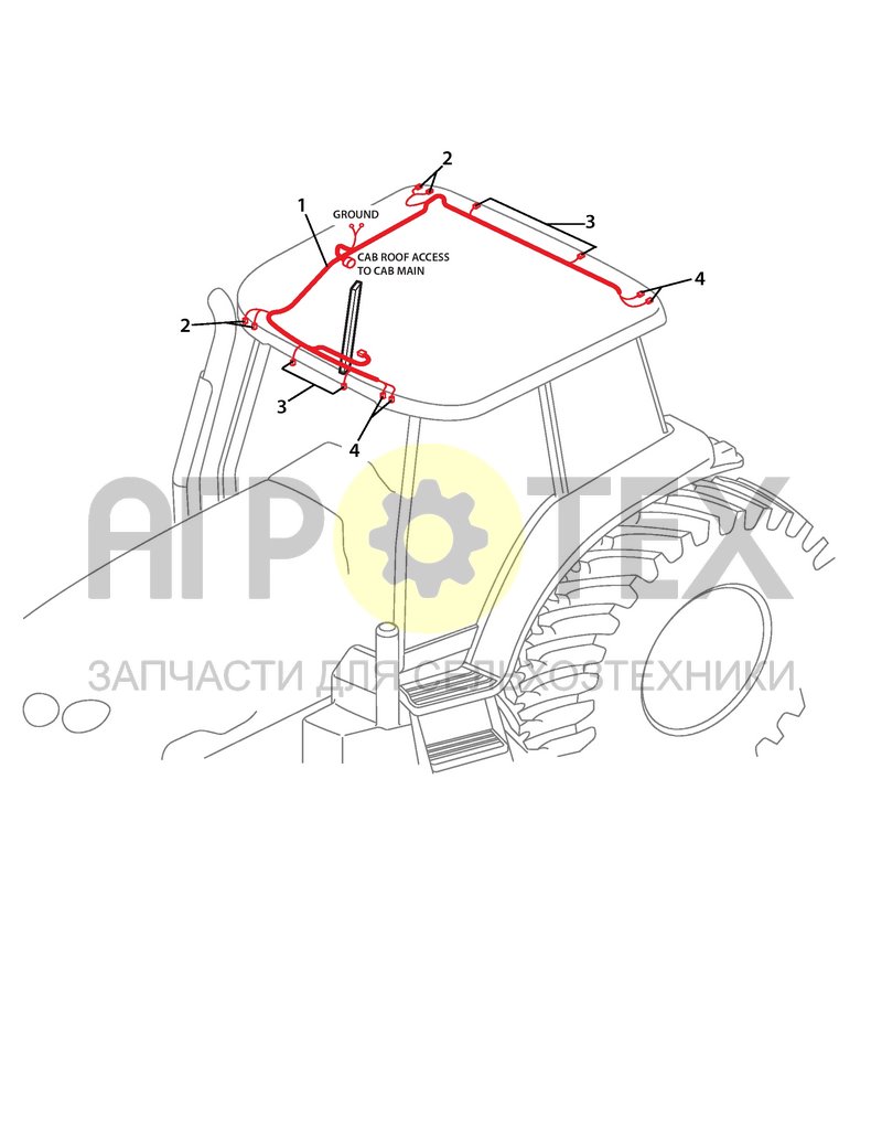 Чертеж Электрическая проводка крыши кабины Genesis (11A08R)